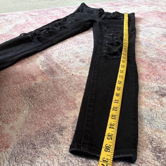 American Eagle Women's High Rise Jegging Black Distressed Stretch 5-Pocket Jeans - Picture 5 of 6